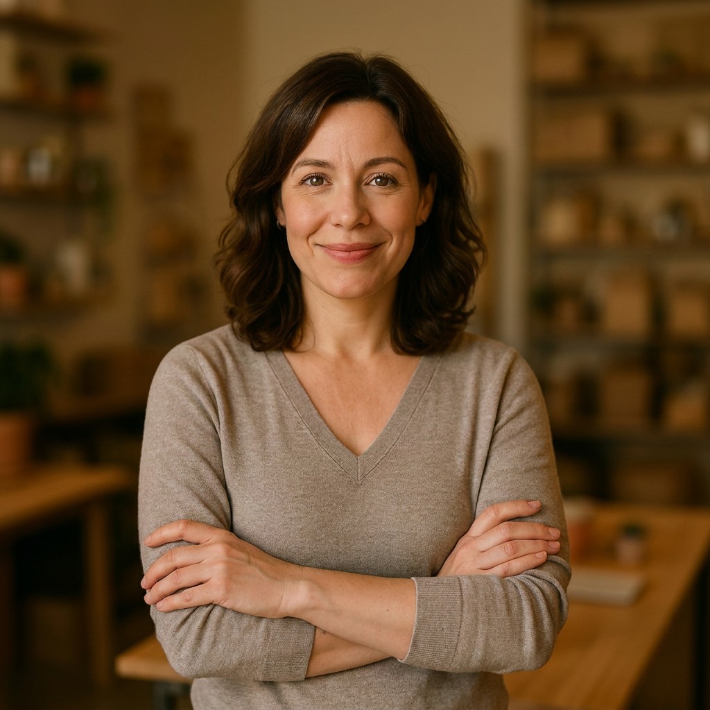 Confident small business owner with arms crossed, representing a client of an seo agency.
